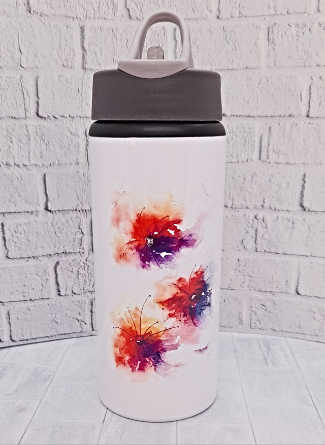 Drinks Bottle with Flip Top with Rainbow Florals