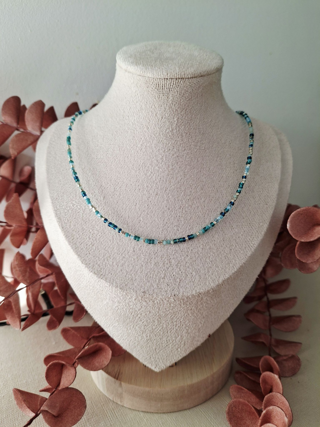 Collier Aube - vert argenté  