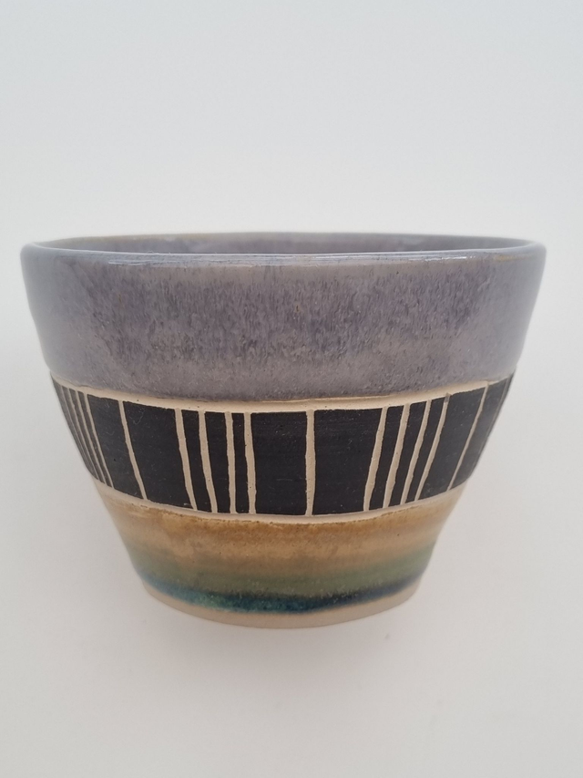 Slightly flawed Tribal small bowl - Lavander & ochre