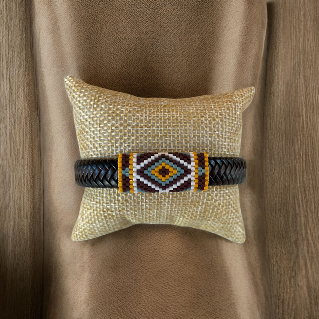 Bracelet homme tons marron et orange