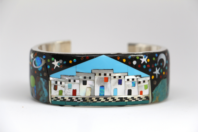 Manchette Galaxy BAHAY KUBO argent massif et pierres naturelles 