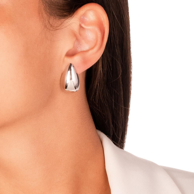 Brinco Liso Gota Ródio Branco