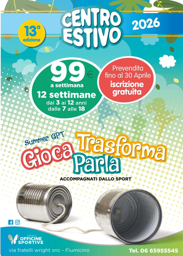 CENTRO ESTIVO 2026 - PREVENDITA FINO AL 30 APRILE