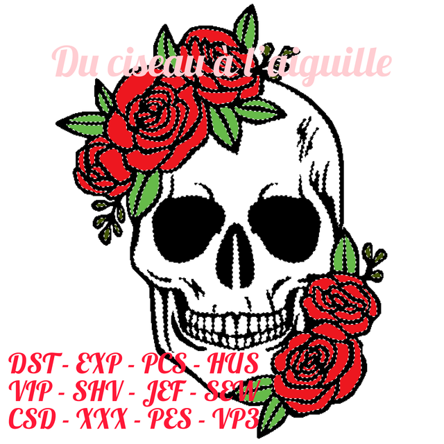 fichier broderie tête de mort - 3 tailles / 12 Formats
