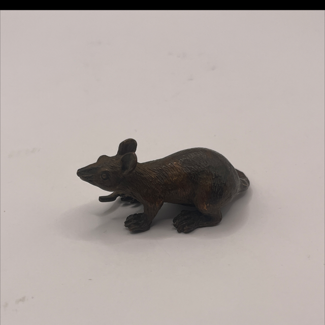 Bronze Rat Figurine – Miniature Animal Sculpture – Approx. 5.5cm
