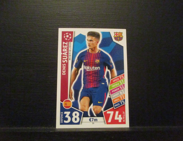 Denis Suarez - UEFA Champions League Match Attax 2017/18 Original Trading Card #33