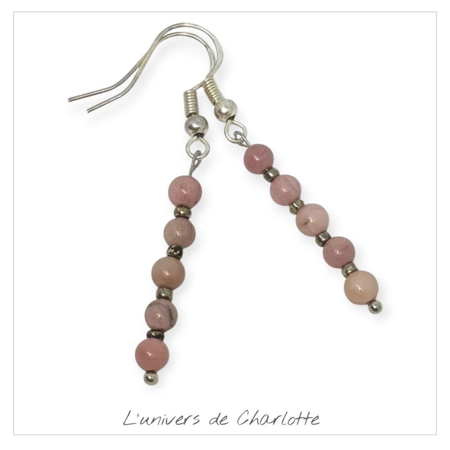Boucles d&#039;oreilles &quot;Rhodonite&quot; BO-043