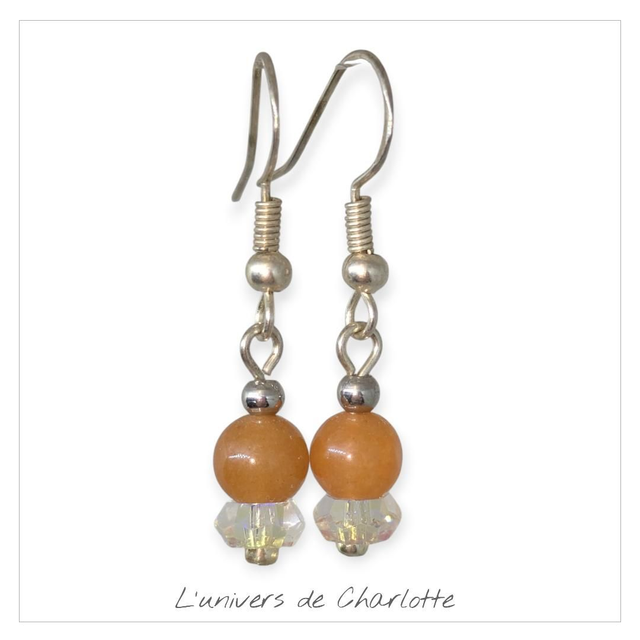 Boucles d'oreilles "Aventurine orange" BO-048