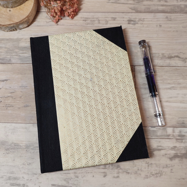 Carnet A5 - Couverture jeans et papier effet cuivré