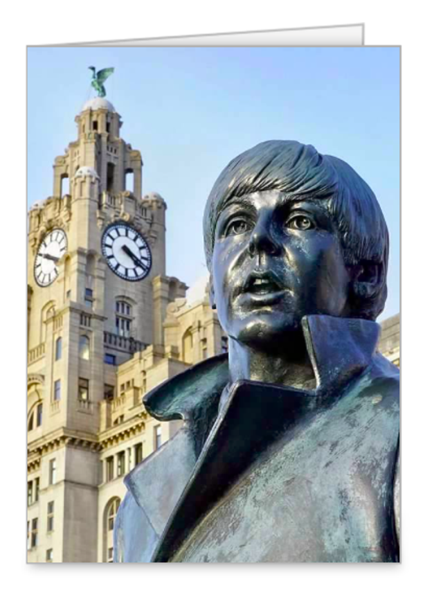 Paul McCartney Statue at The Liver Building luxury notecard