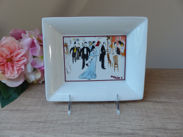 Vide-Poche Cendrier MAXIM’S Années 1980 - Art Nouveau, Plat à Bijoux ou Gourmandises, Plat Apéritif ou Chocolats - Déco Vintage Chic Cadeau