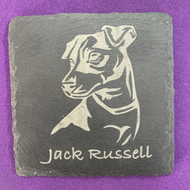 Jack Russell themed welsh slate coaster 10cm square