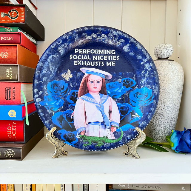 "Performing Social Niceties Exhausts Me" Midnight Blue Art Plate - House of Frisson