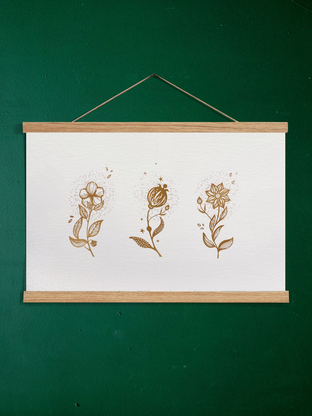 AFFICHE GRAND FORMAT COLLECTION FLEURS DORÉES
