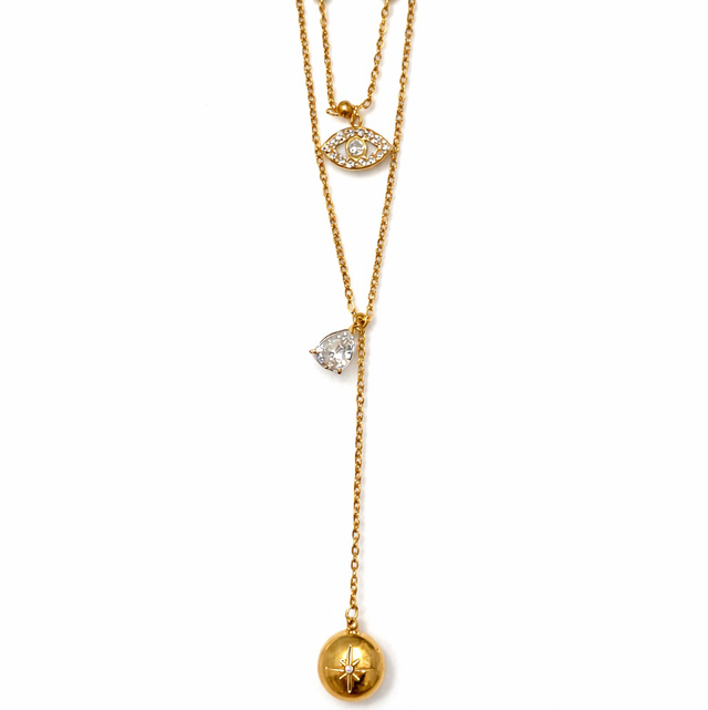 Cadena acero dorado escote 