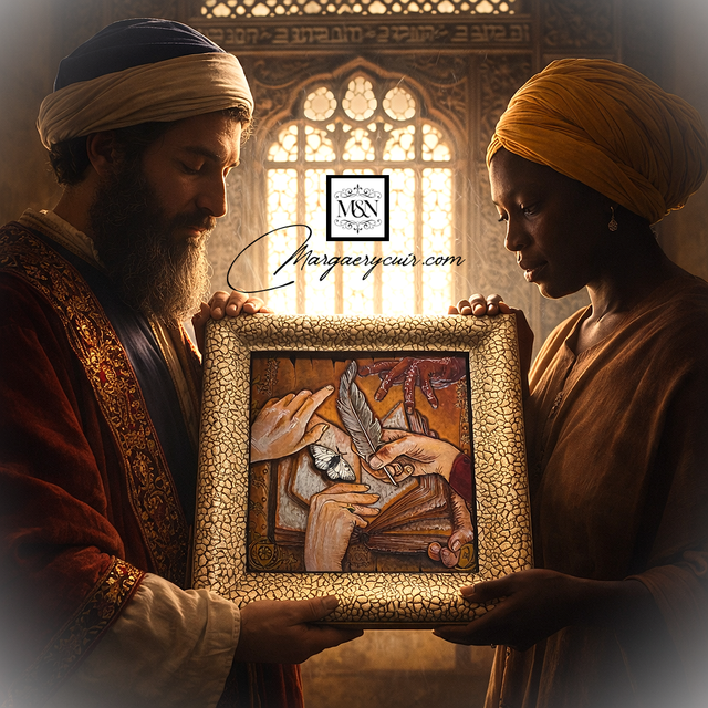 Le livre d'Hanna, Tableau en cuir repoussé