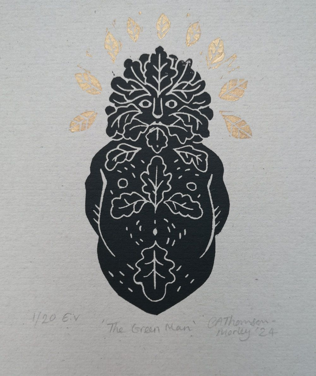 'The Green Man' Limited Edition Lino Print - A4 Sized (Varied Edition of 20 prints )