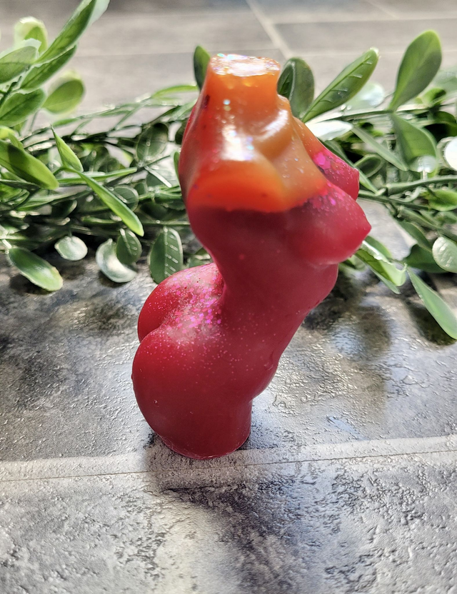 Female Body Ornament - Orange and Red Glitter