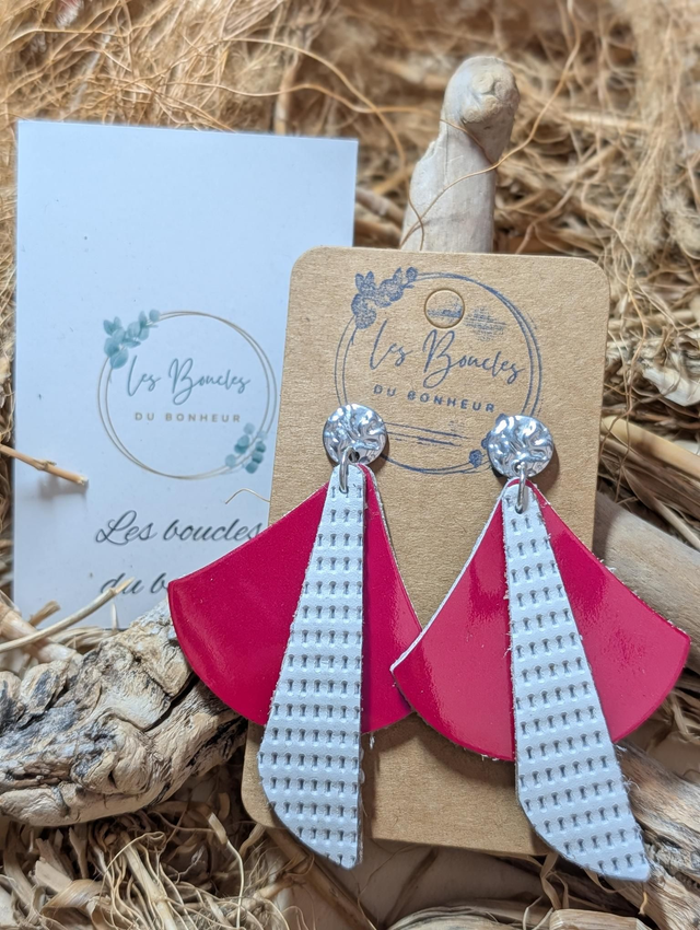 Boucles d'oreilles Georgia fushia vernis blanc ge033