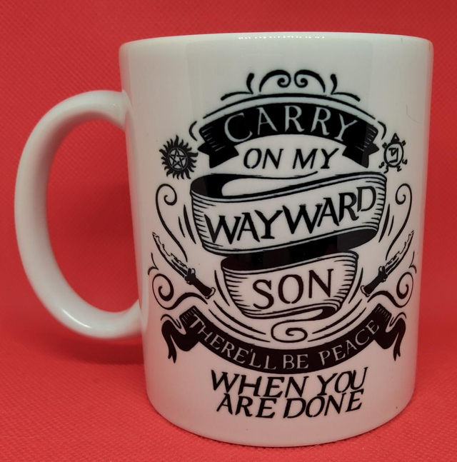 Custom Printed Supernatural "Carry On My Wayward Son" Mug