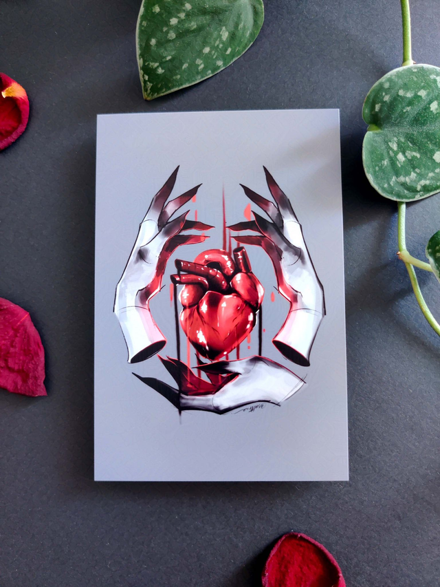 Three of Hearts - A5 - Postcard 