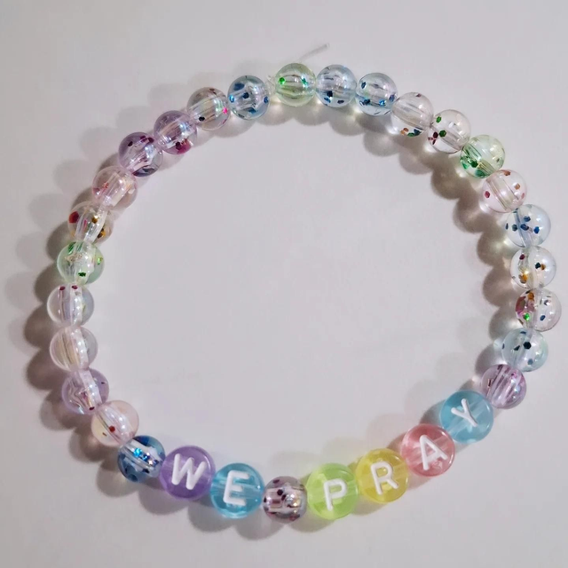 We Pray sparkle beaded bracelet 