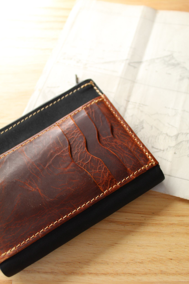 EDEL - Portefeuille marron et noir complet et compact pour homme et femme