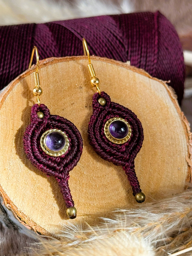Nocturne - Parure micro-macramé et améthyste / Collection Céleste