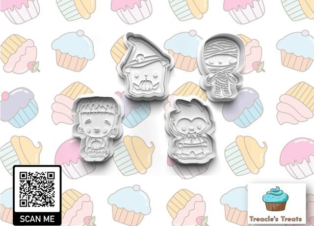 Halloween Little Monster Fondant/cookie stamps with cutters