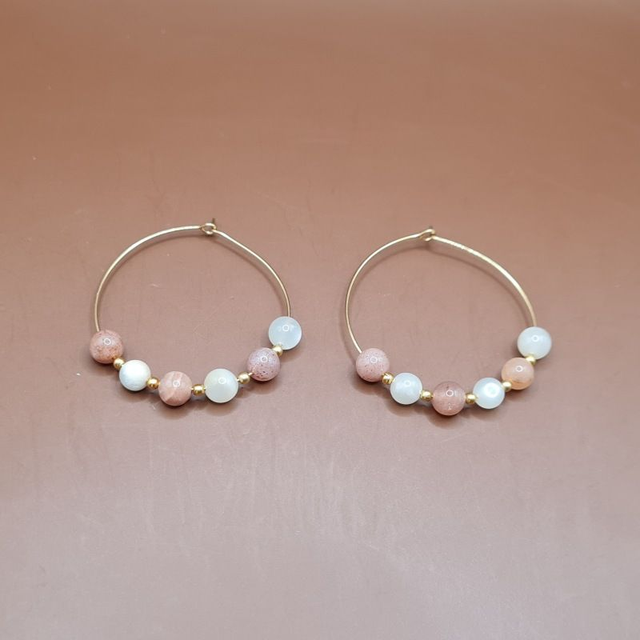 Créoles Pierre de lune 6 mm