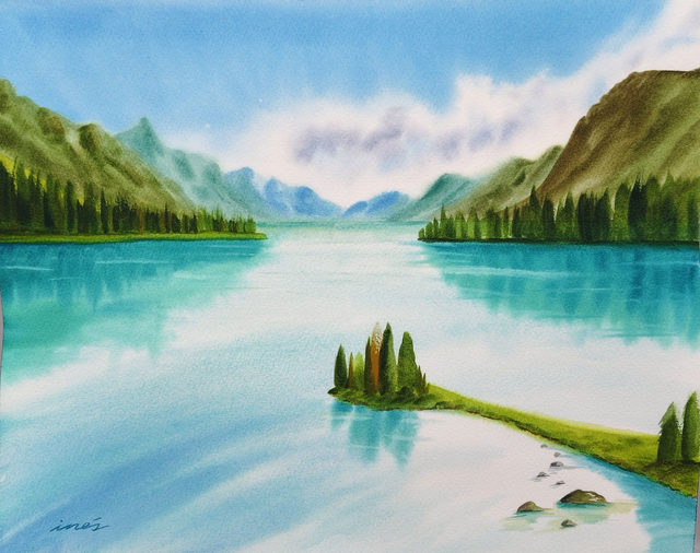 Lago montañoso - 31 x 41 cm 