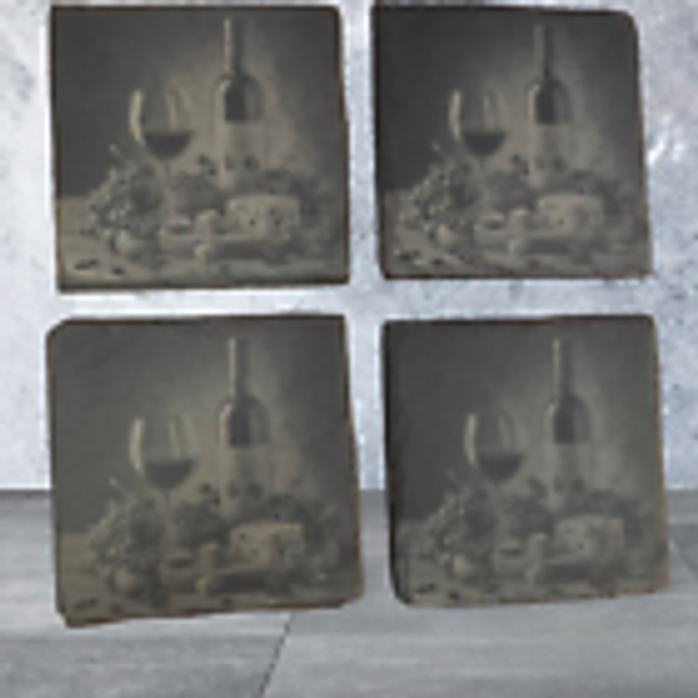 Slate Coaster Set of 4 - Wine and Cheese