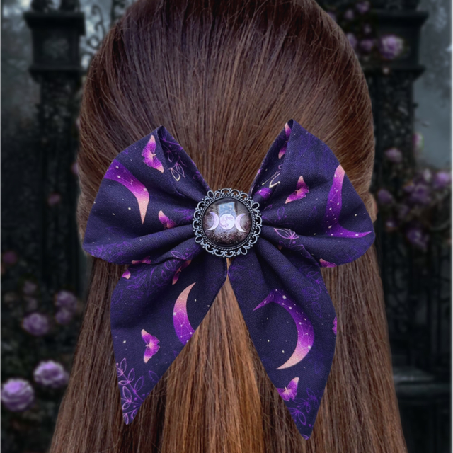 Barrette à cheveux - Triple lune violette 