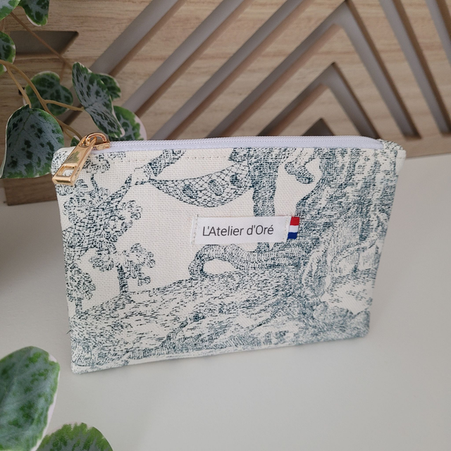 Trousse Chloé toile de Jouy verte