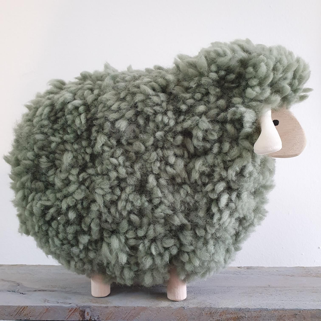 Mouton laine bois vert sauge
