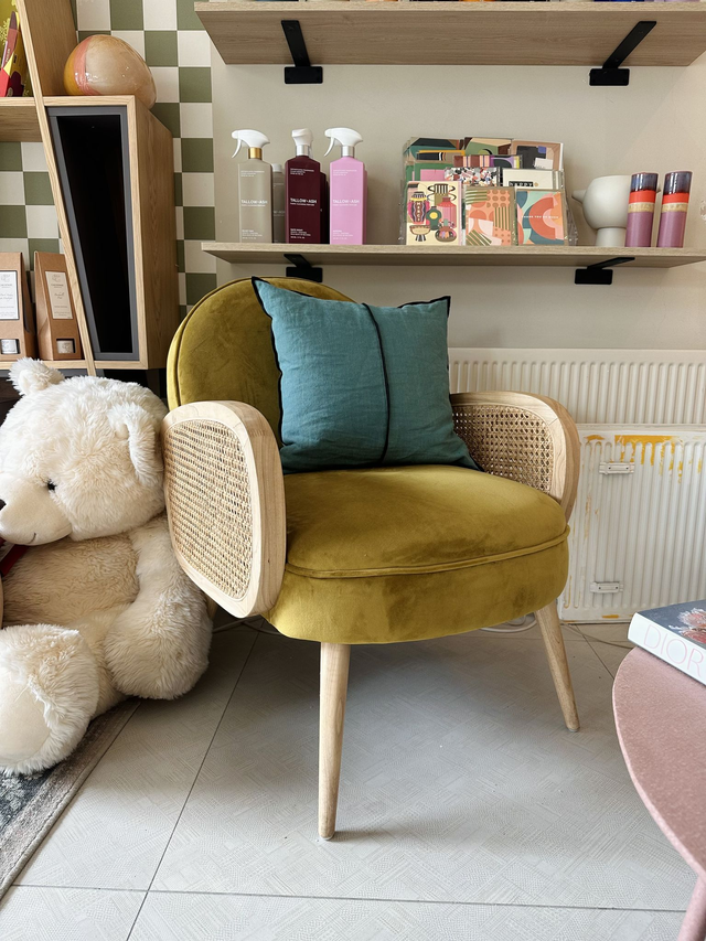 OLIVINE rattan and olive armchair