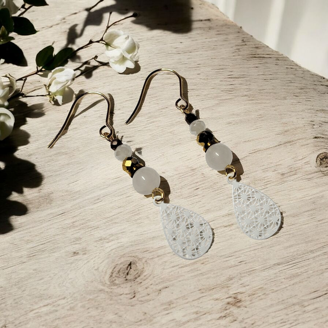 Boucles d'oreilles blanc acier inoxydable