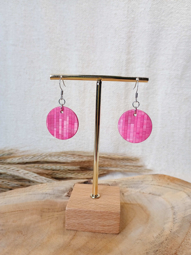 Boucles d'oreilles SIMPLE Mosaïque - Rose