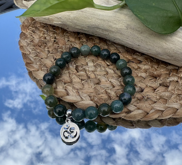 Bracelet agate mousse « OM »