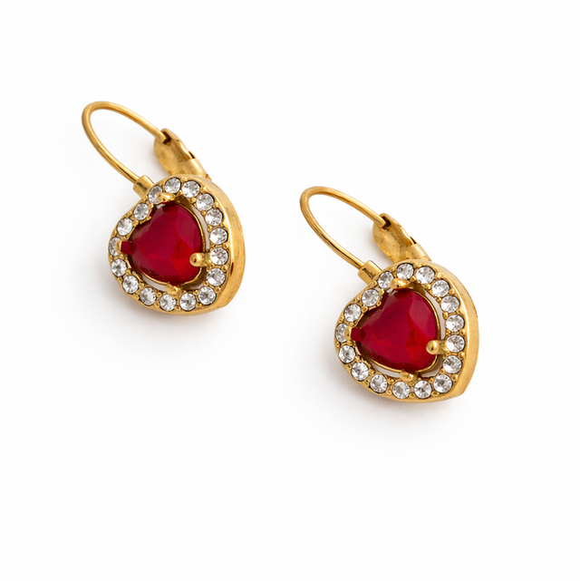 Pendientes acero dorado corazones 