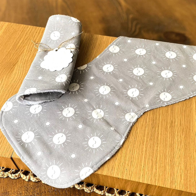 Baby Burp Cloth - Grey Sun