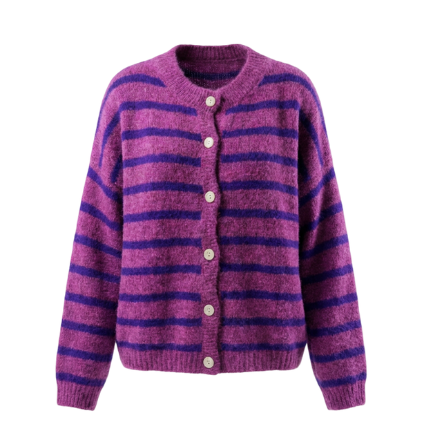 New! Vest gestreept paars/blauw