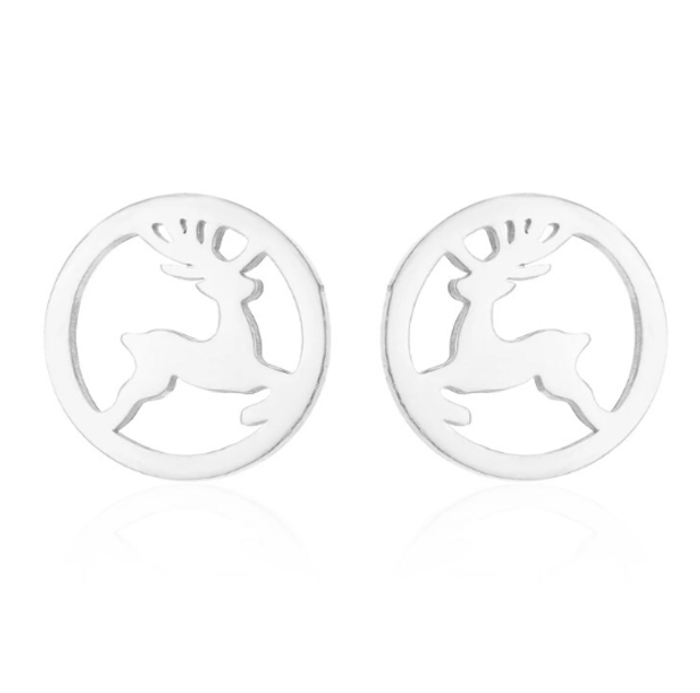 Reindeer Cut-Out Stud Earrings