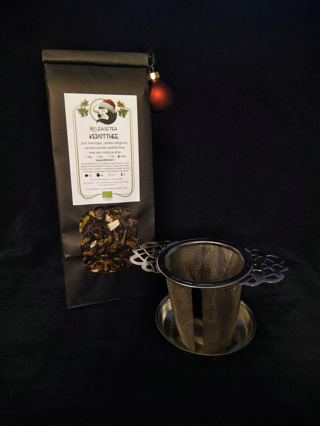 Kerstthee 100g + RVS theefilter