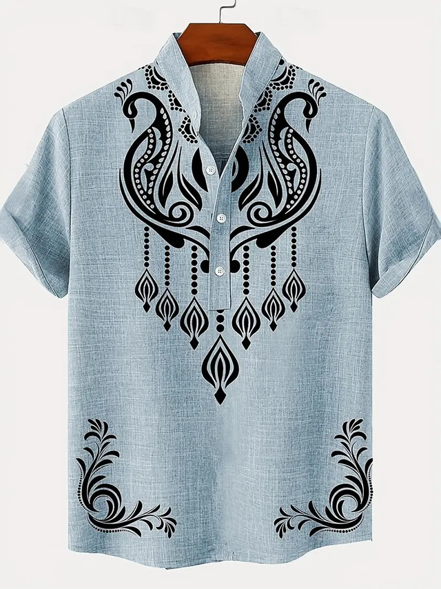 Men's Ethnic Print Short Sleeve Shirt