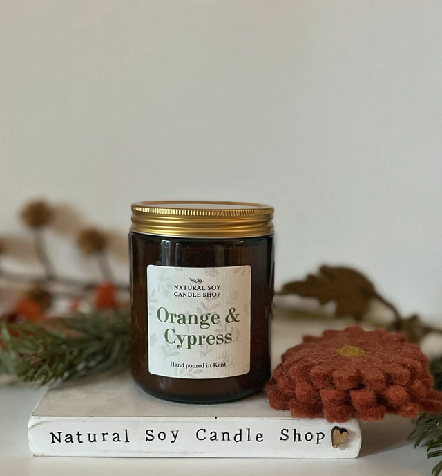 Orange &amp; Cypress Luxury Soy Candle