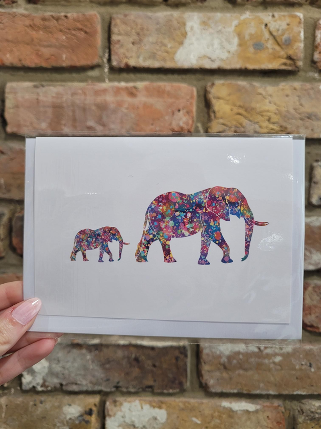 Multicoloured Elephant Greetings Card - NW-008