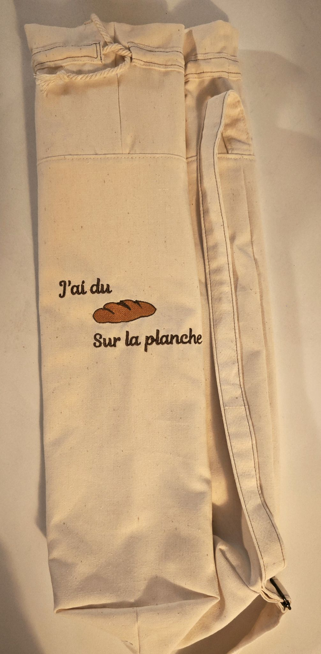 Sac à pain en lin brodé