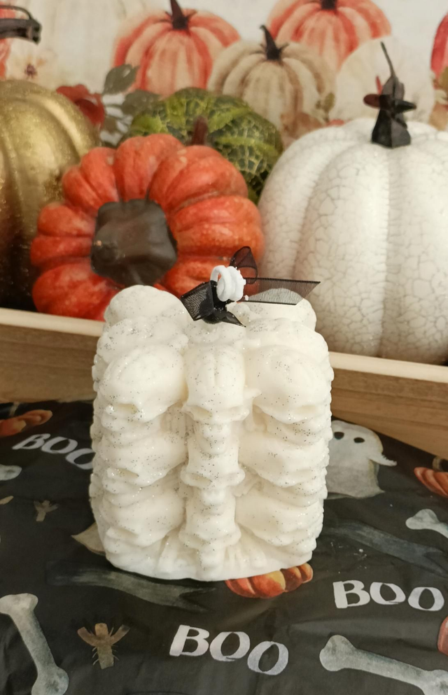 Bougie Halloween cube 3D squelette