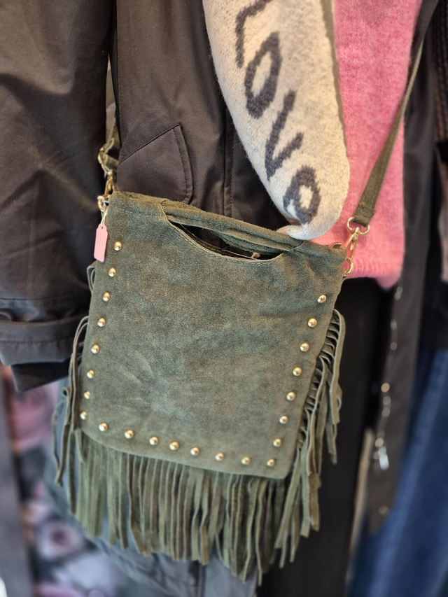 Sac bandoulière en cuir daim